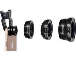 *** 3-in-1 universele lens clip met fish eye, wide en macro opzetstukken - Telefoon Camera Upgrade - van Heble® ***
