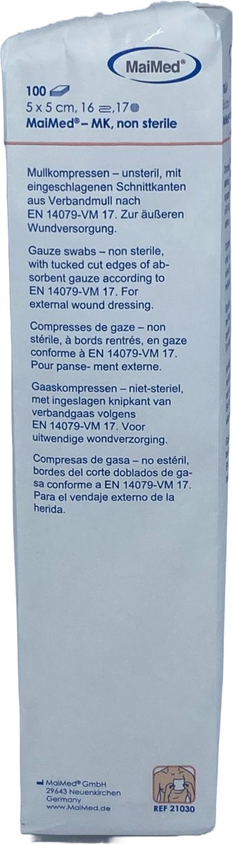 Goedkoopste MaiMed non-woven gaascompressen 5cm x 5cm 16-laags - 100 stuks