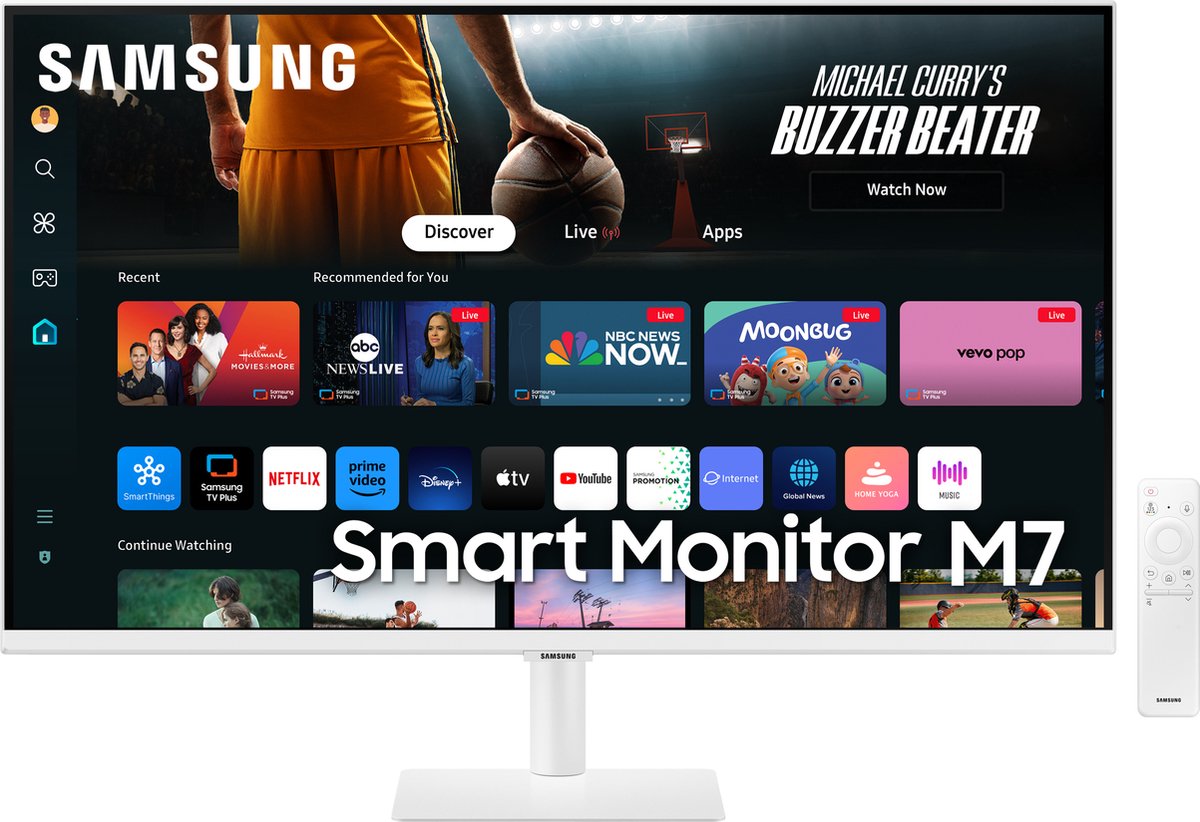 SAMSUNG Smart Monitor M7 M70D LS32DM703UUXEN ledmonitor 2x HDMI, USB-C, WiFi, BT, Sound