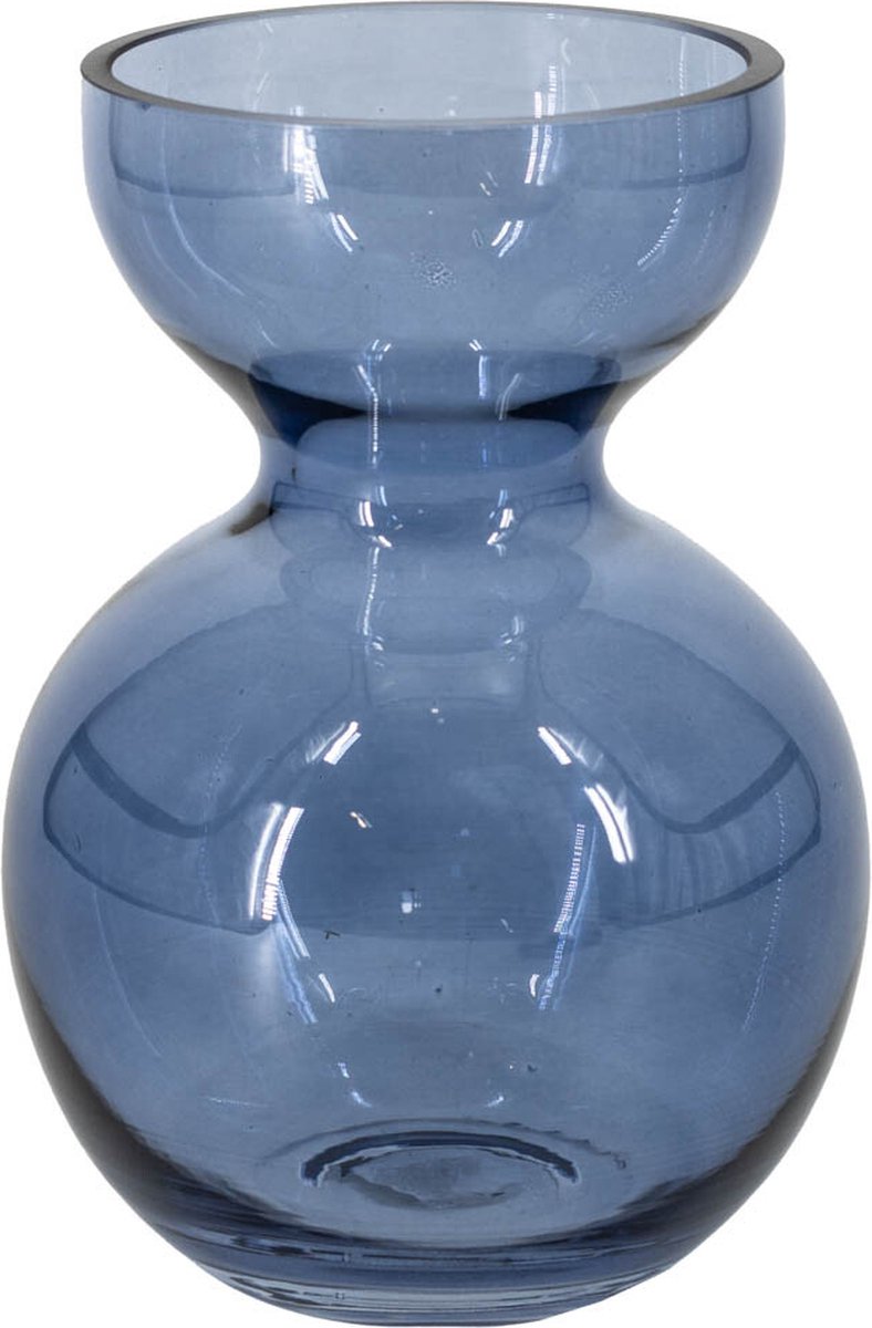 homebound by ky Glazen vaas blauw | 12,7x12,7x18,2cm | bloemenvaas blauw