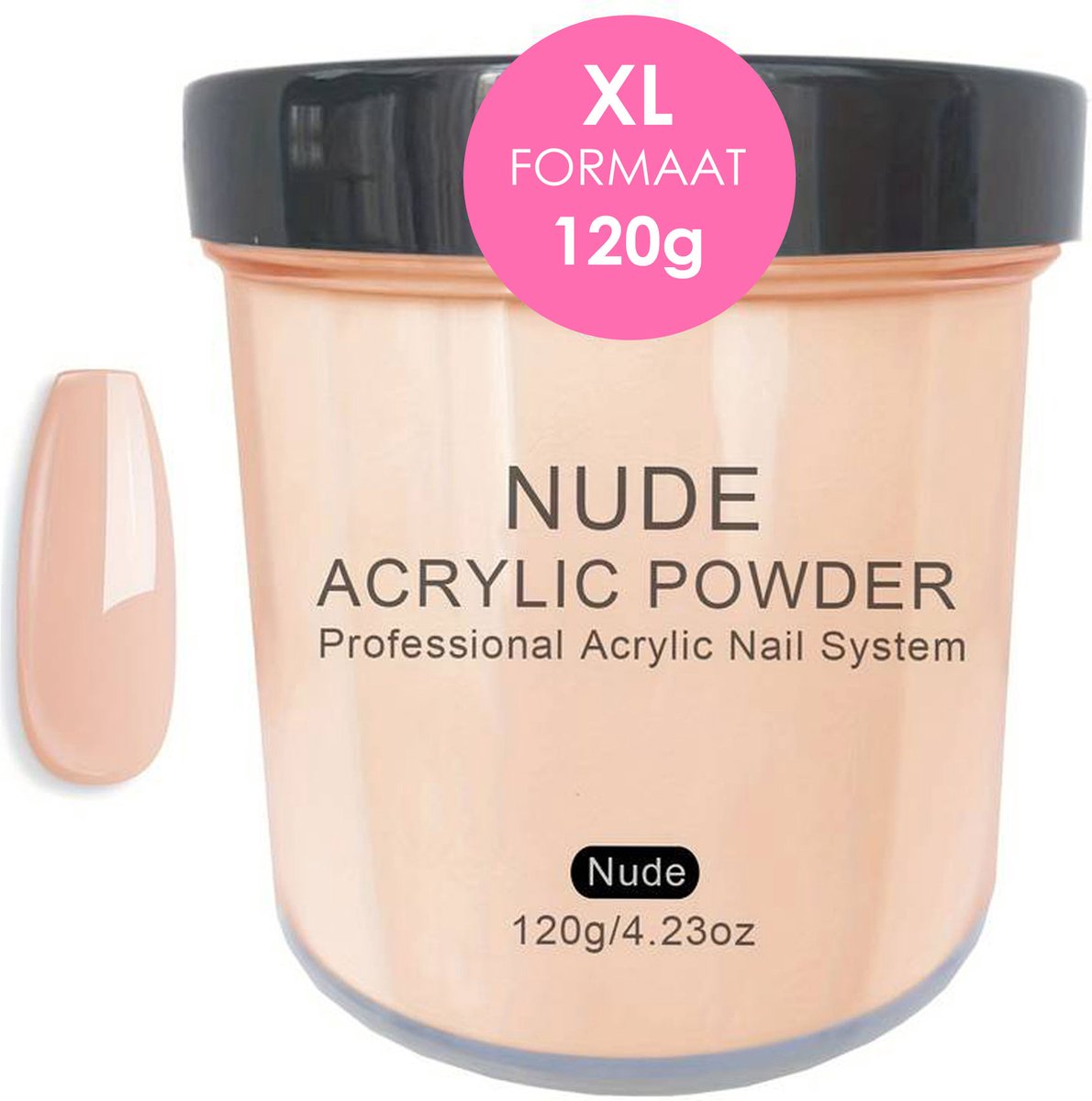 Goedkoopste Acryl Poeder - Acryl Nagel Poeder - Nude - XL Pot - 120 gram - Salon Kwaliteit - Kunstnagel Poeder - Harsnagels - Beige - Perzik Roze - Acryl Nagels