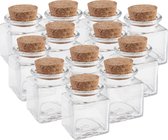 24x Mini bouteilles / bocaux carrés en verre 4 x 4 x 6 cm avec bouchon - Hobby/ bricolage - Cadeaux / cadeaux - Bocaux de rangement / bocaux de stockage