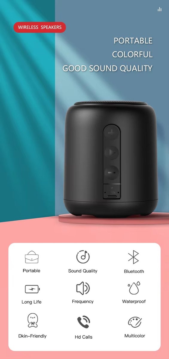 Super Bass IPX4 Waterdichte Bluetooth Speaker - Wireless Speaker Draagbare Draadloze Mini Speaker!Krachtig Geluid met de Super Bass IPX4 Waterdichte Bluetooth Speaker - Draagbare Draadloze Mini Speaker! — afbeelding 5