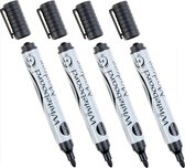 Whiteboard marker/stift - 4x - zwart - uitwisbaar - kantoor/school artikelen