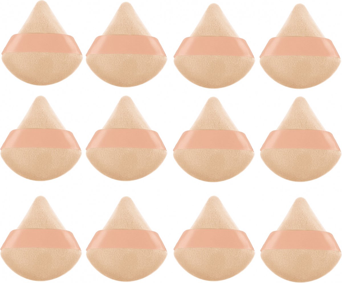 Goedkoopste Powder Puff - 12 Stuks - Make-up Sponsje - Beauty Blender - Poederspons - Driehoek - Latex vrij - Foundation blender - Applicator Make-up - nat en droog - poederkwasten - pads voor losse poeder