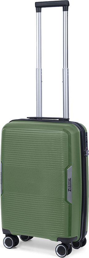 TravelZ Swinger Handbagage koffer 55cm - Sterke Lichtgewicht Trolley 35 ltr met TSA-slot - Groen