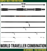 World Traveller Travel Hengel Reel & Case Set. Compact 6 secties 2 Tips. 215 cm 7 ' + 1,9 cm 6' 1" Nano-Carbon Hengel Opties. Spin Aas Karper Snoek Zee Vissen