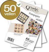Q’ualife® Stickervellen A4 – Sticker Papier voor Printer – Sticker Papier A4 – Foto Papier A4 – Papier Zelfklevend 50 vellen – Glossy Afwerking