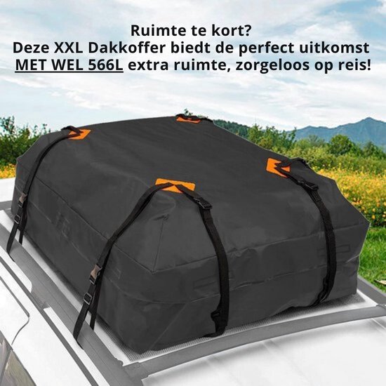 Auto dakkoffer - XXL - Opvouwbare Dakkoffers voor auto 566L - universeel - Verdikt en EXTRA STEVIG - 600D waterdicht - Reizen - Camping - Zwart