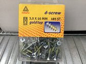 D-Screw Gold-Top spaanplaatschroef platkop / kruiskop / met smeerfilm verzinkt 3.0 x 16 mm 185 st.