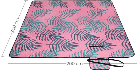 SONGMICS Picknickdeken, 200 x 200 cm, stranddeken, outdoor, camping, park, tuin, waterdichte onderkant, opvouwbaar, licht, lichtblauw geruit GCM71B