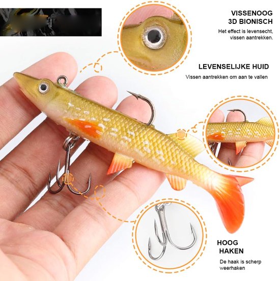 Visaas Set voor Zalmvissen - Realistische Spinning Lures van Siliconen - Acht Stuks voor de Beste Vangst - Fris en Zoutwater Geschikt - Professionele Uitrusting voor Sportvissers — afbeelding 5