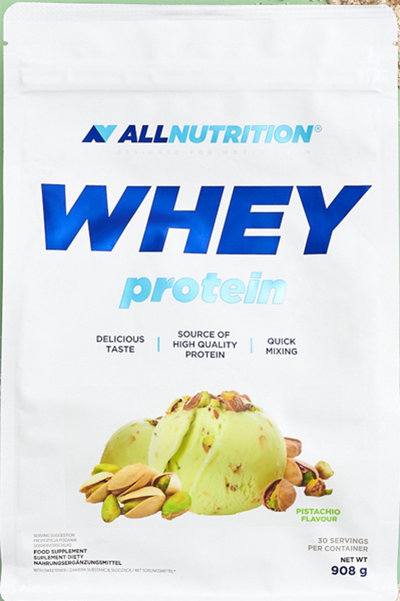 Goedkoopste AllNutrition | Whey protein | Pistachio | 908gr 30 servings | Eiwitshake | Proteïne shake | Eiwitten | Whey Protein | Whey Proteïne | Supplement | Concentraat | Nutriworld