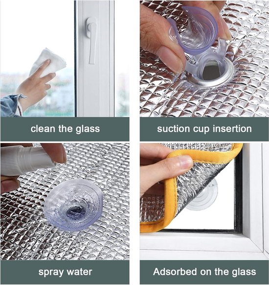 Thermische Isolerende Reflecterende Folie, Zonwerende Verduisterende Privacy Raamfolie, Anti Uv Glasfolie Raamsticker, Dubbele Aluminium Noppen Isolerende Folie Met Zuignappen,WxH-30x120cm/12 * 47in