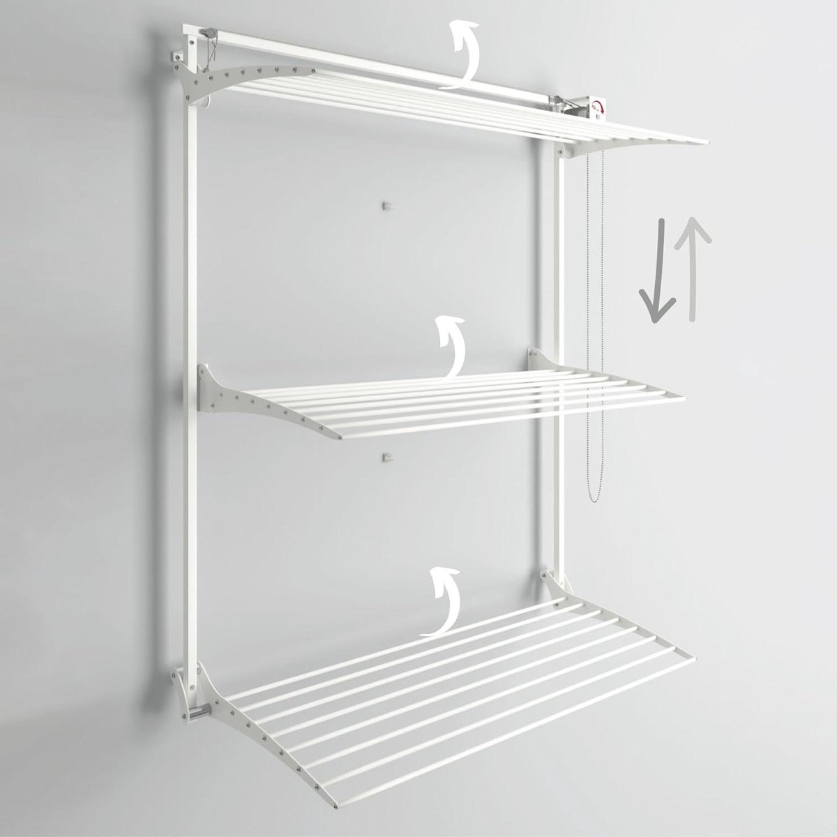 Goedkoopste Wanddroogrek verticaal inklapbaar - binnen en buiten - 108 x 52 x 137 cm (100 wit) Wanddroogrek