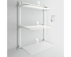 Wanddroogrek verticaal inklapbaar - binnen en buiten - 108 x 52 x 137 cm (100 wit) Wanddroogrek