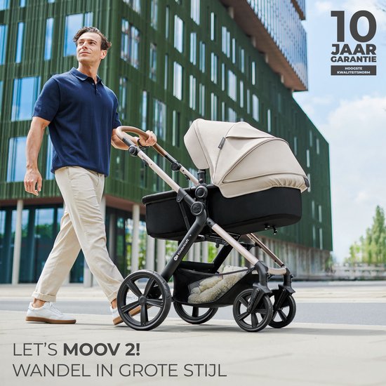 Kinderkraft MOOV 2 - 3-in-1 Kinderwagen - Wandelwagen en kinderwagen - Grote lekbestendige wielen - TRAVEL SYSTEM met MINK PRO i-Size autostoeltje - Vergrote kap UPF50+ - Accessoires: bekerhouder, muskietennet, regenhoes, tas - Zwart van Kinderkraft — afbeelding 5