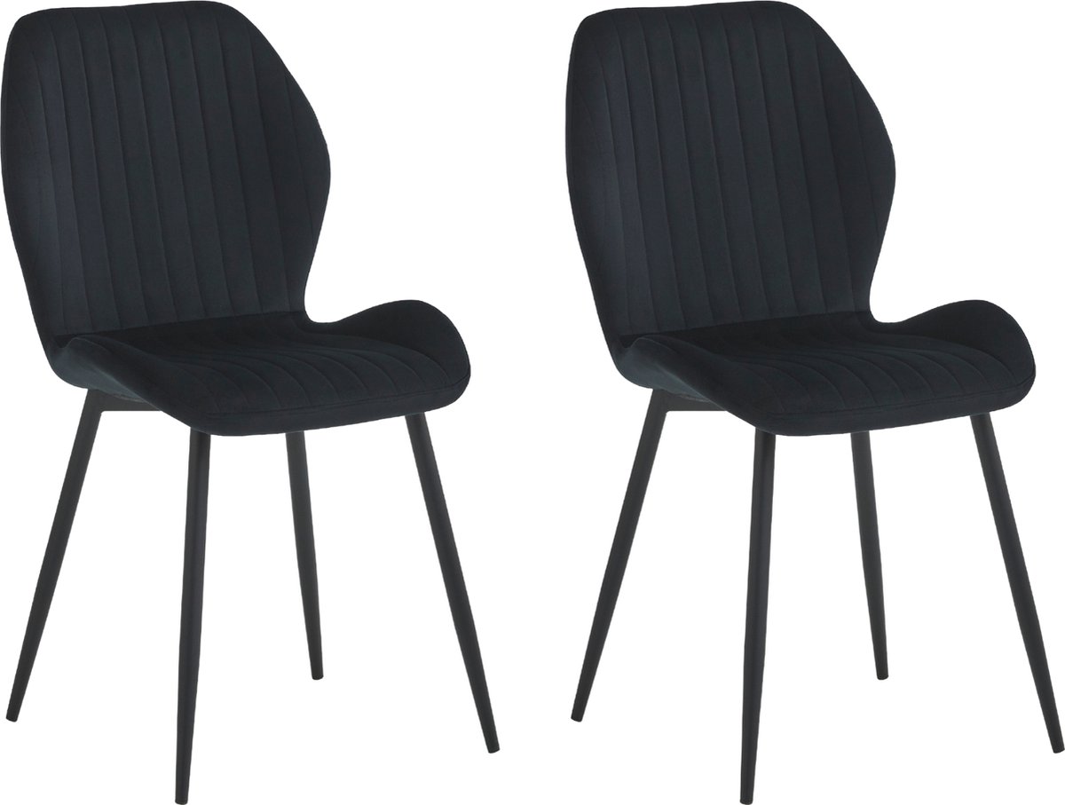 Colenis Sunny Eetkamerstoel - Set Van 2 - Zwart - Velvet - Industrieel
