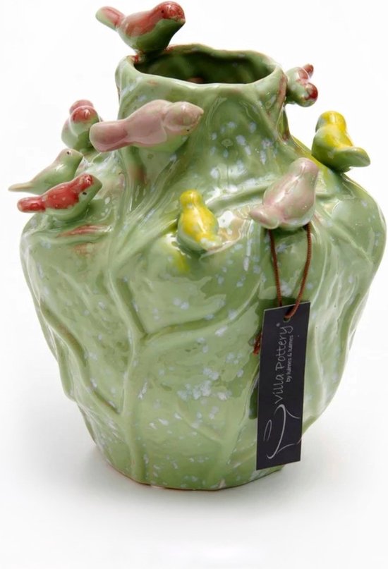 Daan kromhout - Vaas - Bloemenvaas - Frog - Kikkers - Keramiek - Pistache Groen - Groot - 20x28cm