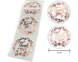 100 stijlvolle Thank You stickers in Rose Goud - 3.5 cm diameter - Fancy - Chique - Chic - Elegant - Dankje - Bedankt - Celebration - Feestje - Bruiloft - Verlovingsfeest - Decoratie - Versiering - Verjaardag