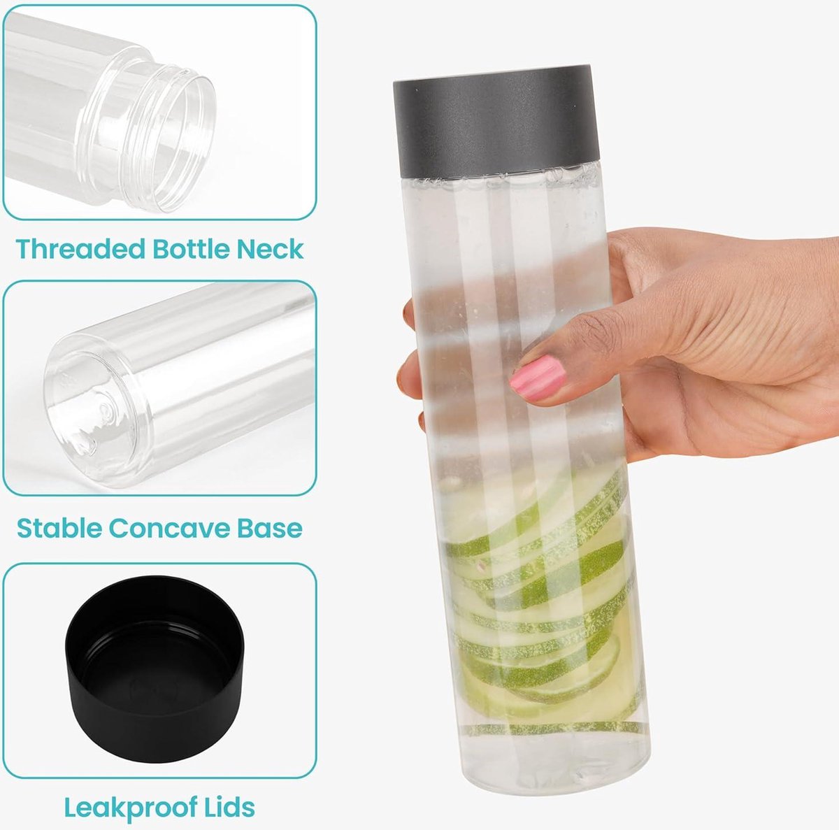 100ml 200ml Empty Plastic Juice Reusable Water Bottles With Caps Drink Containers With Tamper Evident Lids