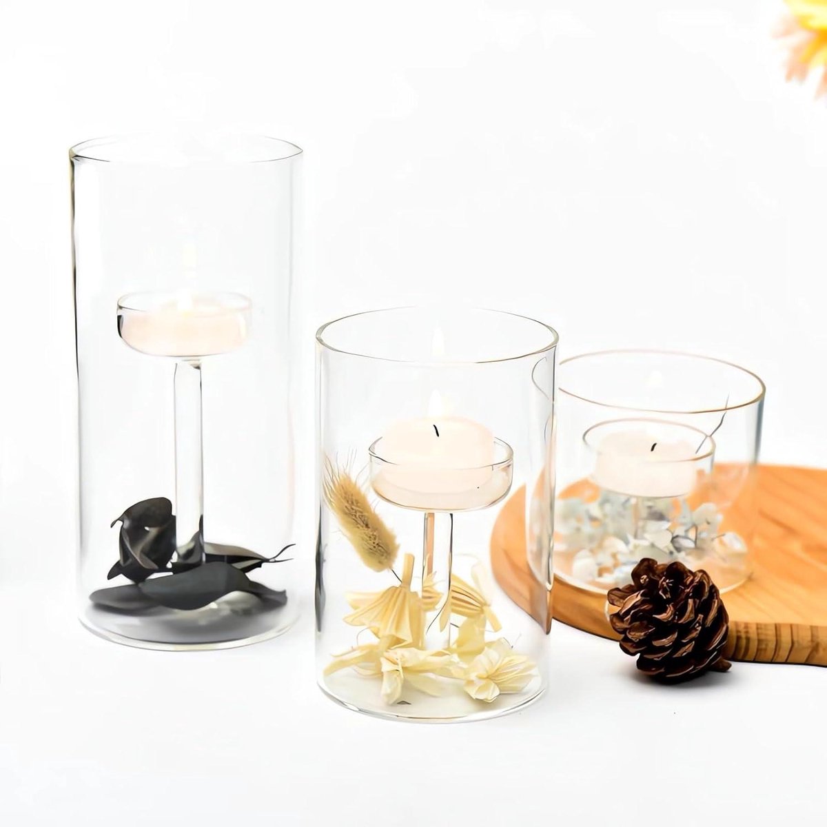 Nuptio set van 3 elegante theelichtglas-kaarsenhouders, de tafel-middenstuk