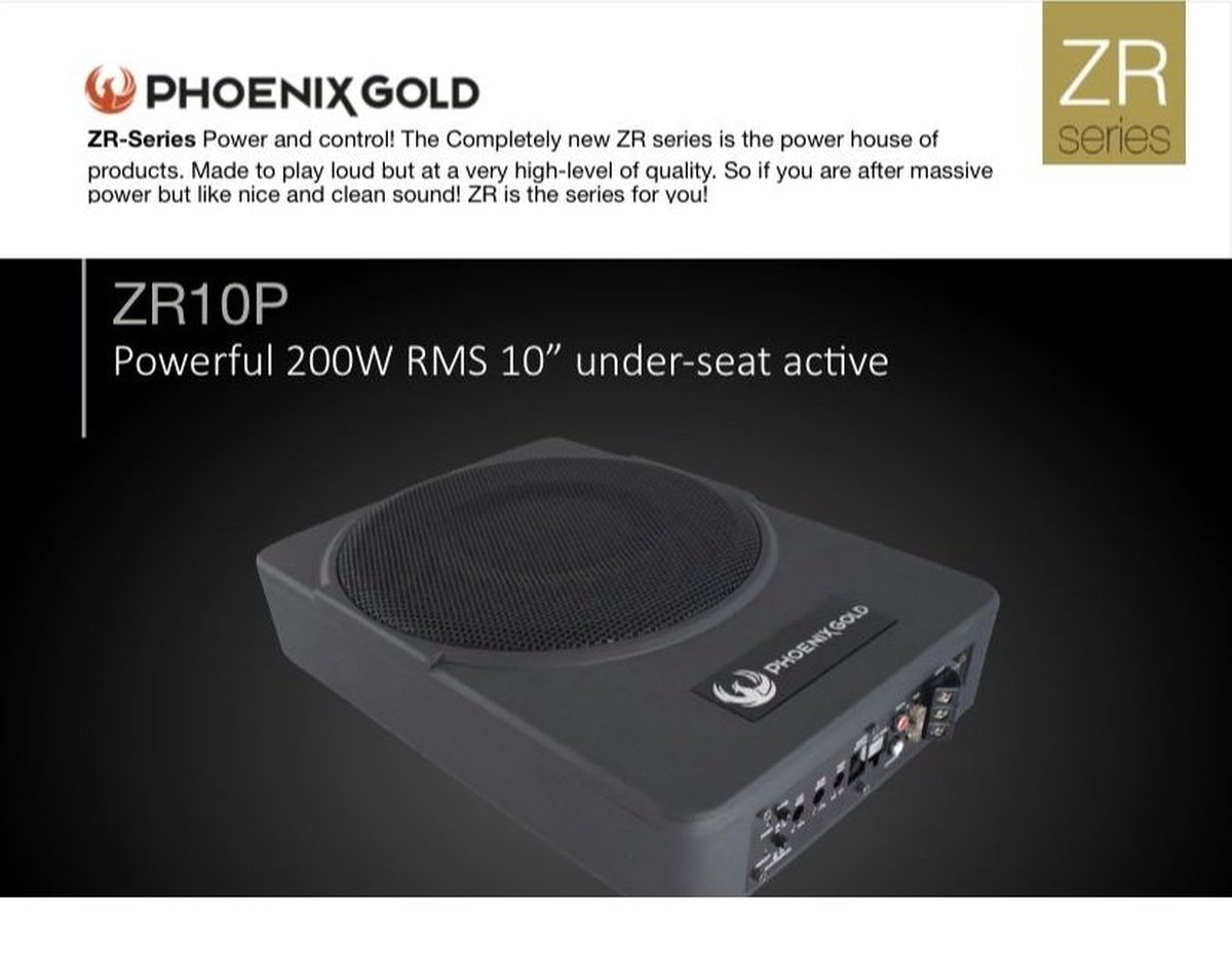 Phoenix Gold ZR10P 10 inch Actieve underseat subwoofer met 400 watt + Kabel aansluitset / Auto subwoofer – foto 4