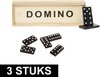 Afbeelding van het spelletje 3x Domino spel in houten kistje - 15 x 5 x 3 cm - 28 dominostenen