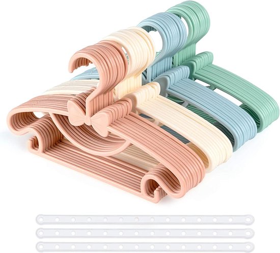 Cintres Bébé Antidérapants - Lot De 40 Bleus - Ultra Fins Avec Crochets - Pour Armoire Enfant