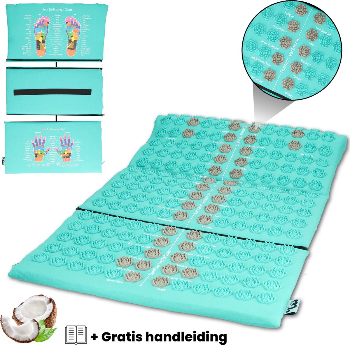 Goedkoopste Miseru Spijkermat - Accupressuur Mat - 71x45 cm - 3-delig & Afritsbaar - Duurzaam Materiaal - Spijkerbed - Shakti Massage