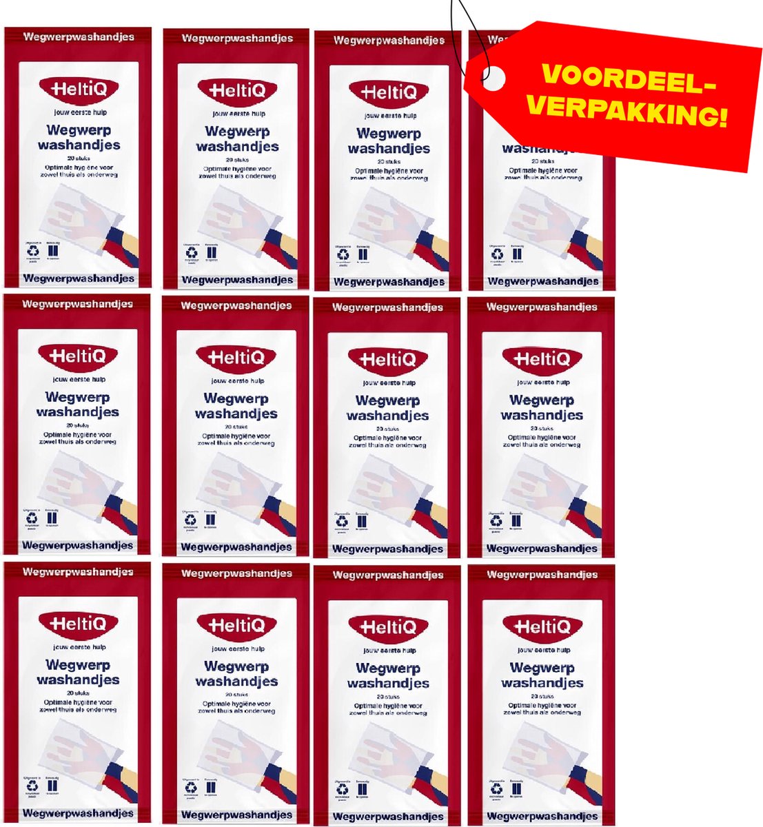 12x HeltiQ Wegwerp Washandjes - 20 stuks - Voordeelverpakking!