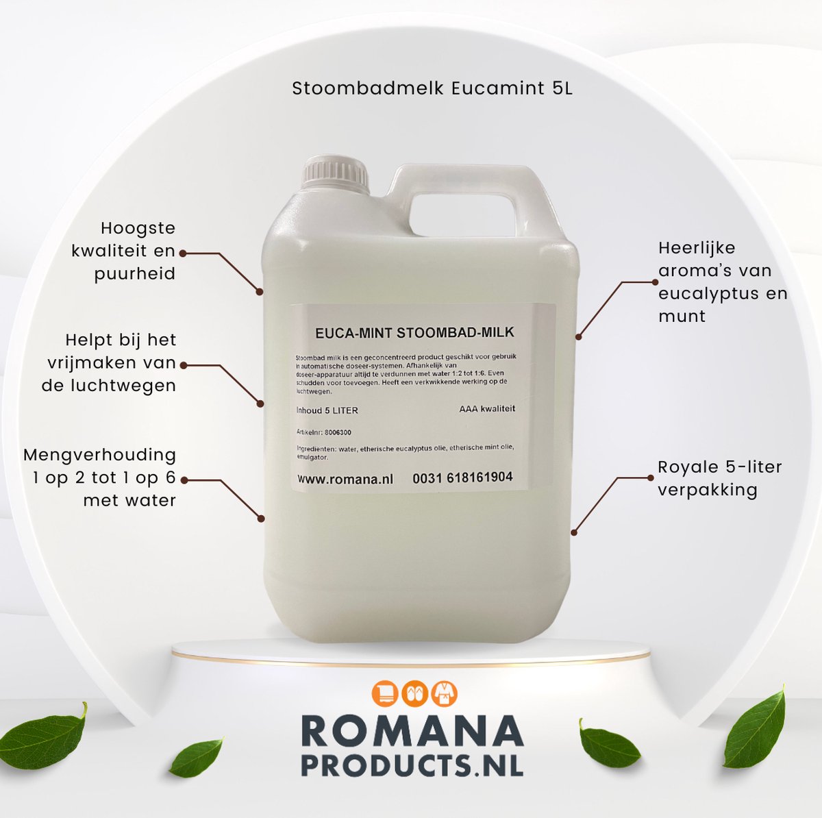 Goedkoopste Romana Products Stoombadmelk Eucamint 5L - Verfrissende Geur voor Stoombaden