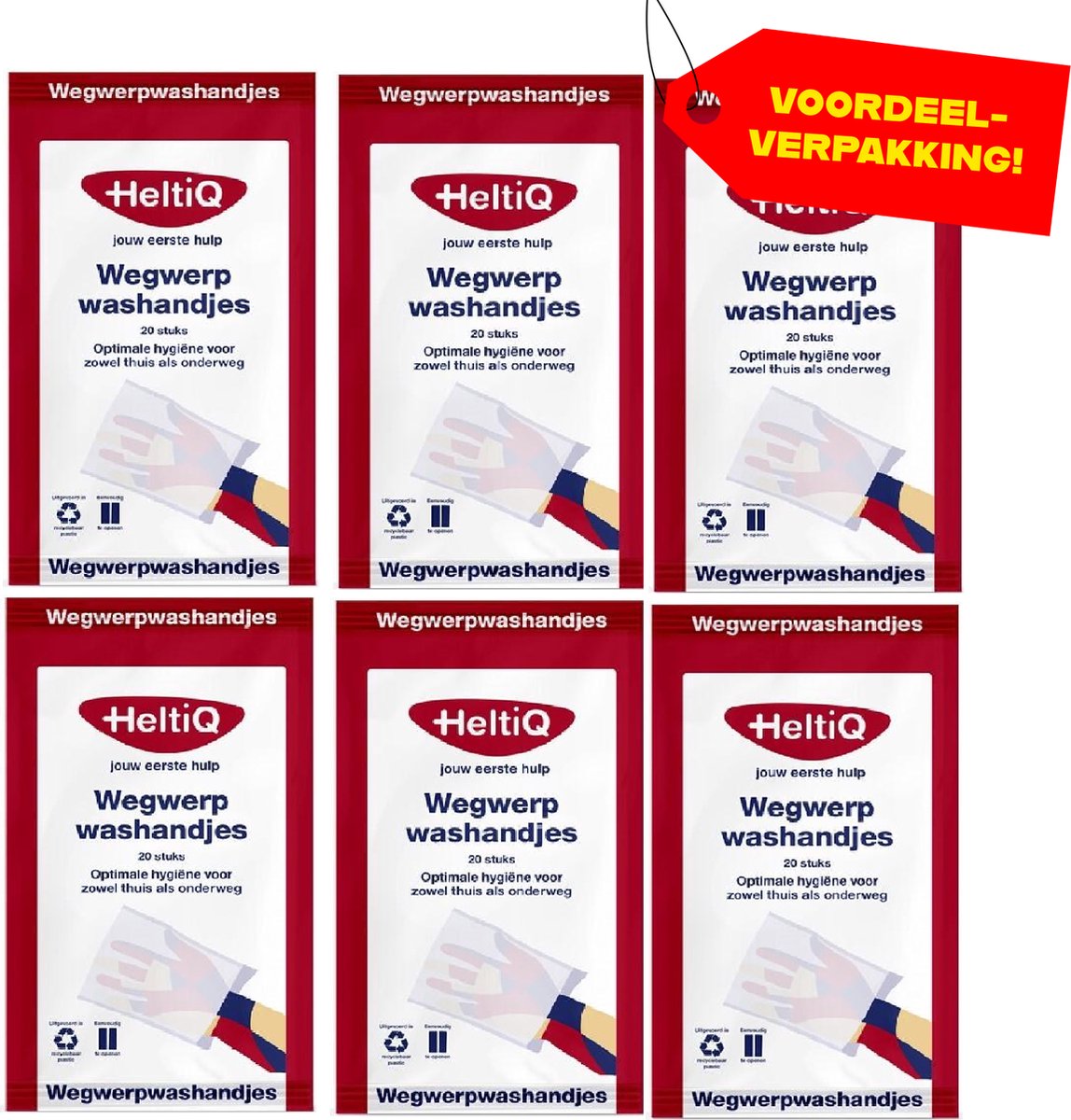 6x HeltiQ Wegwerp Washandjes - 50 stuks - Voordeelverpakking!