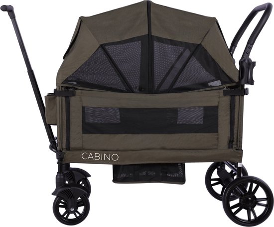 Cabino Waggie Bolderkar Opvouwbaar Met 2 Zitjes - Inclusief Duwstang, Trekbeugel & Drinkbeker - Max. 44 kg - Groen van Cabino — afbeelding 5