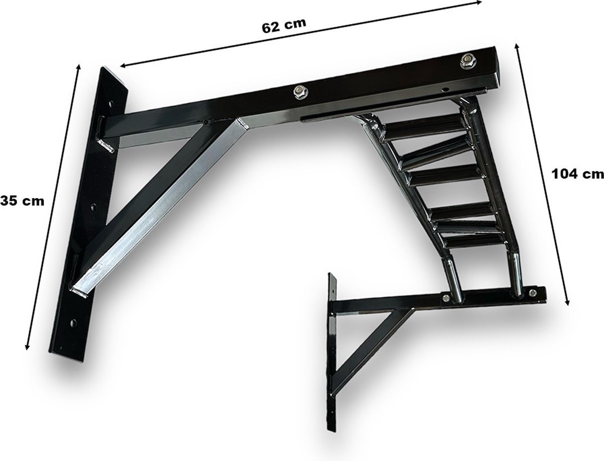 KRAKEN Multi Grip Pull Up Bar Optrekstang - Wandmontage tot 200 kg - Meer dan 10 Greepposities - Poedergecoat Staal 104 cm - Greepdiameter 32 mm - Pull Up, Chin Up, Muscle Up en Leg Raise - Ringen en Banden Ophangen - Montagemateriaal inbegrepen thumbnail 2
