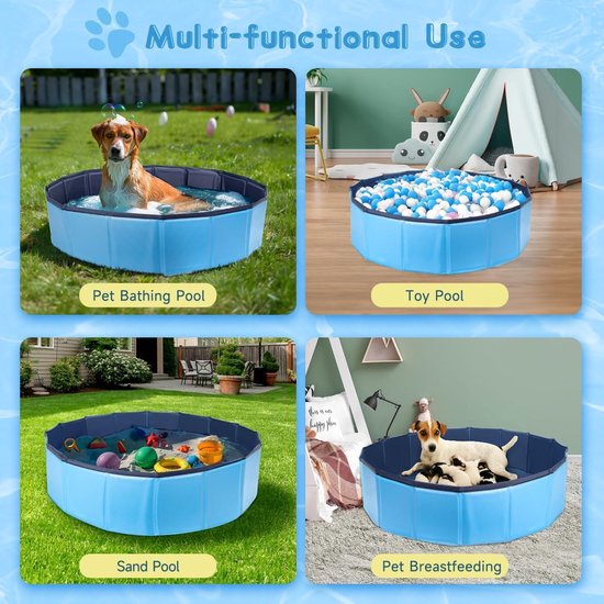 Hondenzwembad Peddelen Zwembad Zwembad Hond Badkamer Pvc Houten Blauw O100 X H30 Cm