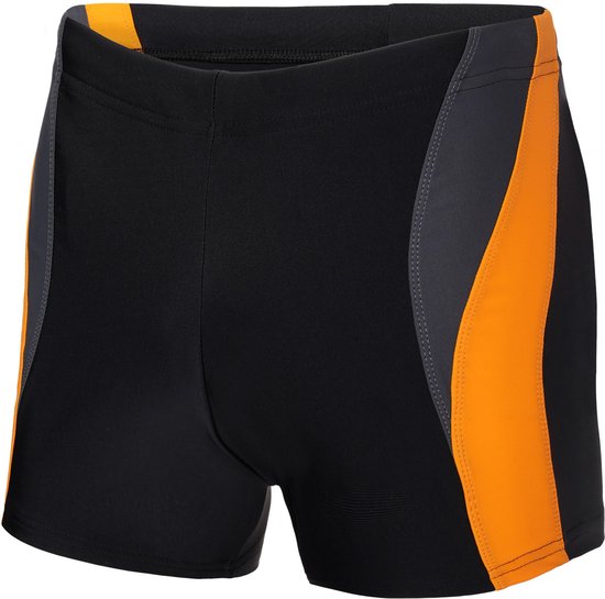 Ladeheid LA-LA40-255-SO Heren Zwembroek - Zwemshorts - sneldrogend - Koordsluiting - Polyester & Elastaan - Zwart/Grafiet/Oranje - 5XL