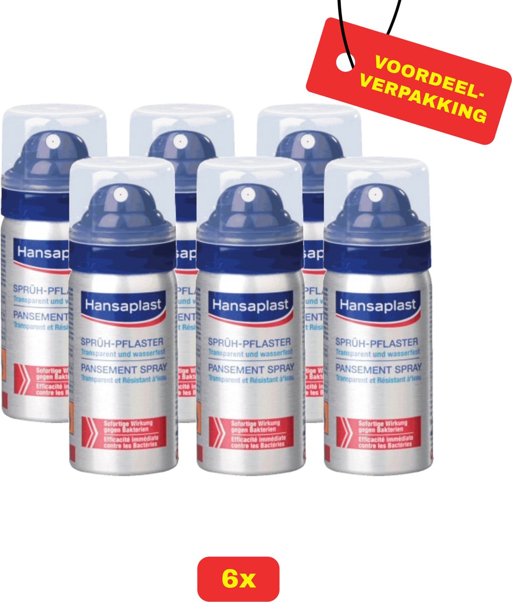 Goedkoopste 6X Hansaplast Pleisterspray - 6 x 32,5ml - Voordeelverpakking!