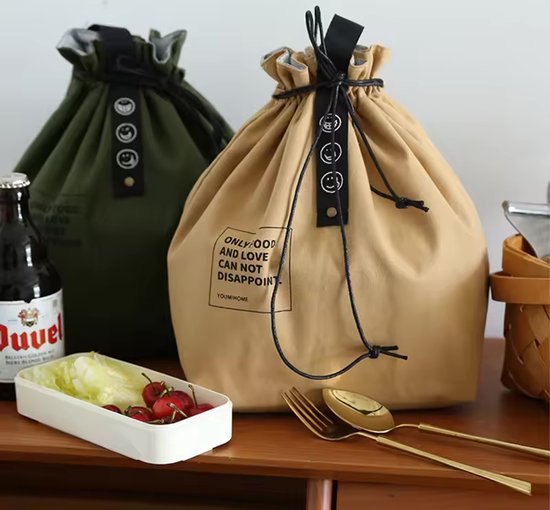 Lopoleis® Lunchtas - Koeltas - Picknicktas - Koelzak - Waterdicht - Coolbag - Lunch bag - Koeltasje - Koeltas lunch - Koeltasje Klein - Geelbruin van Lopoleis — afbeelding 2