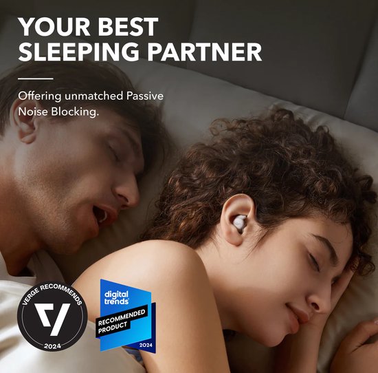soundcore Sleep A20 by Anker, Draadloze Slaapoordopjes - Slaap oordopjes - Sleep Plugs - Noise Blocking, Klein Ontwerp voor Zijslapers, 80 uur Accuduur, Bluetooth 5.3, Slaapmonitor, Persoonlijk Alarm