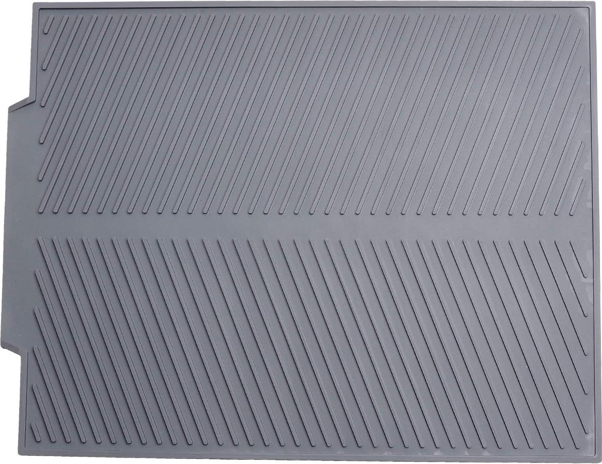 Grote afdruipmat van polyester en microvezel grijs 44x33x06 cm voor snel drogen van servies