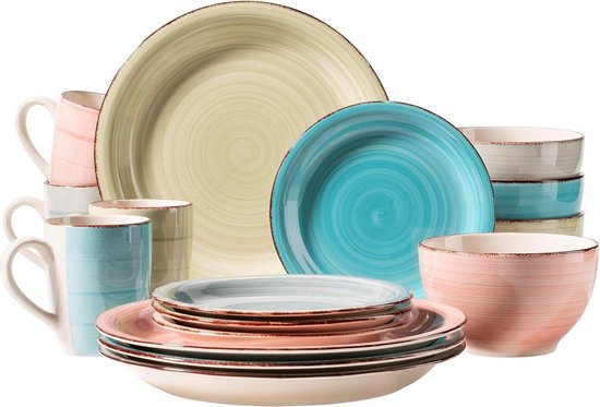 MÄSER 931614 Bel Tempo II 30-Delige Vintage Serviesset Voor 6 Personen, Turquoise MÄSER 931614 Bel Tempo II 30-Delige Vintage Serviesset Voor 6 Personen, Turquoise