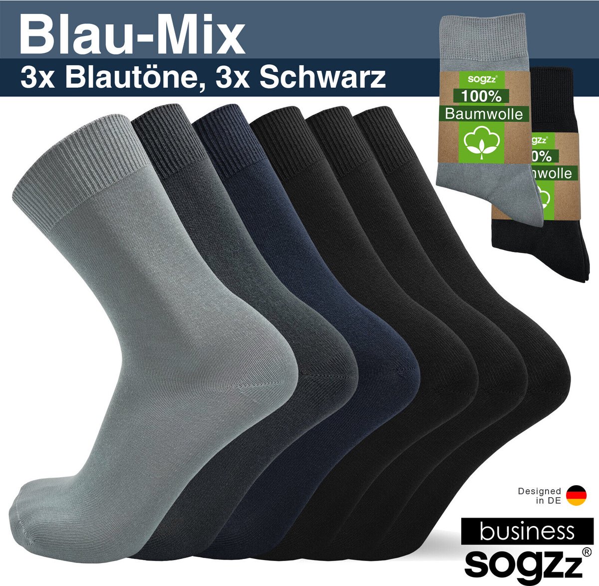 SOGZZ® 100% Katoenen - Business Sokken - 6 Paar - Jeans Assorti Kleuren - Maat 39/42