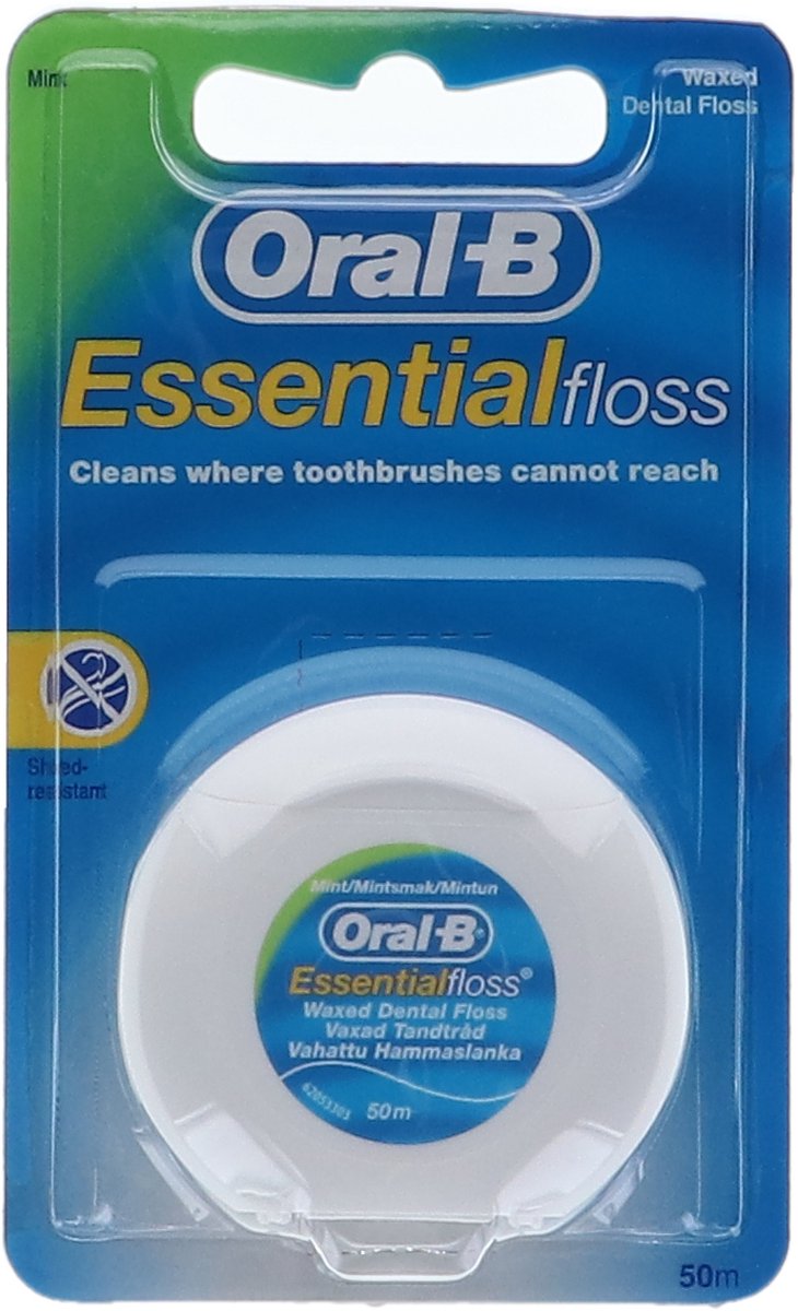 Oral B Voordeelverpakking van 2 x Floss Essential 50m Mint Waxed 1 st. ORL45