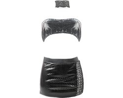 BamBella ® Sexy erotische lingerie set - Maat L/XL Kleding set kleding outfit dames met crop top Rollenspel kleding Reptiel print