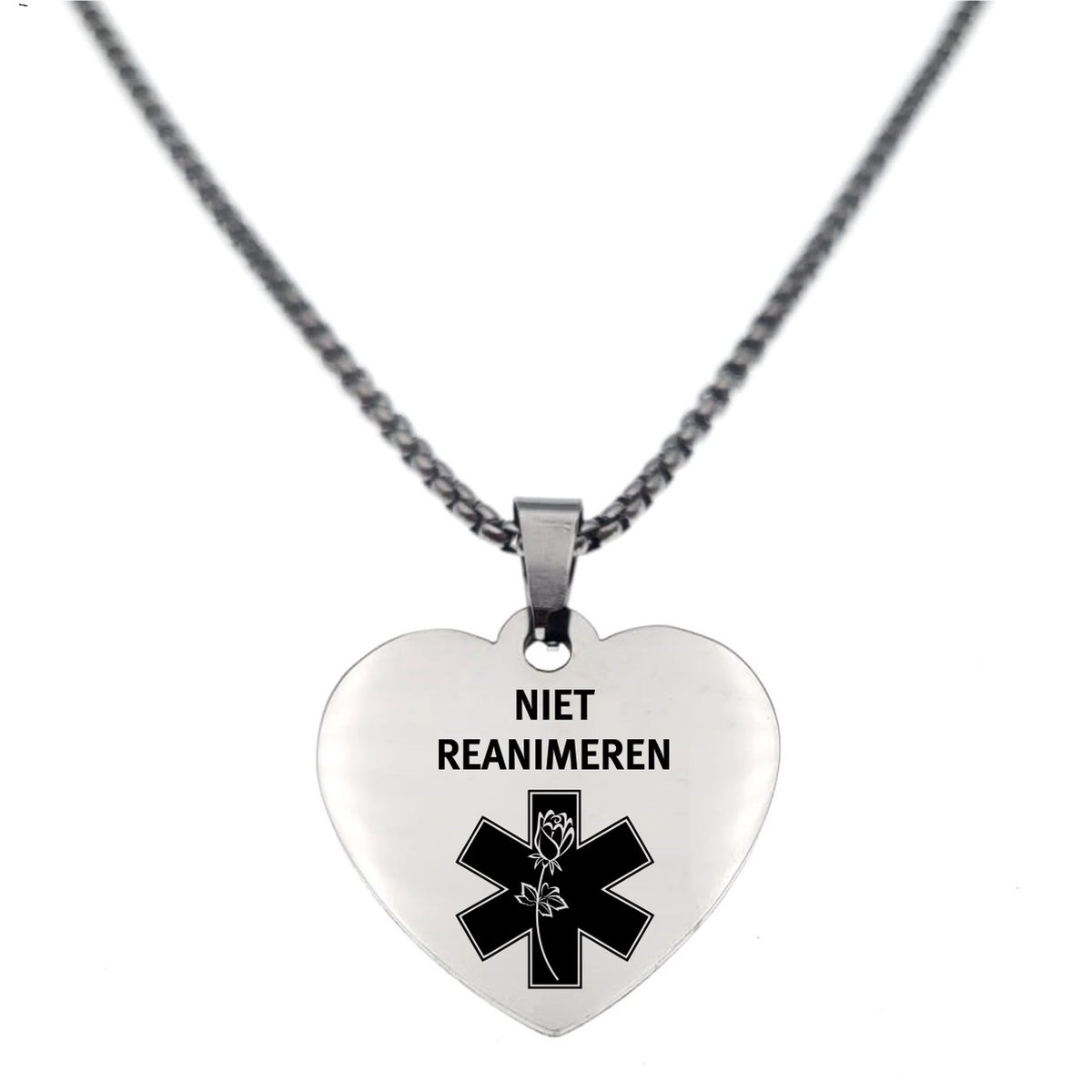 Ketting | Hart | RVS | Zilver | Niet Reanimeren