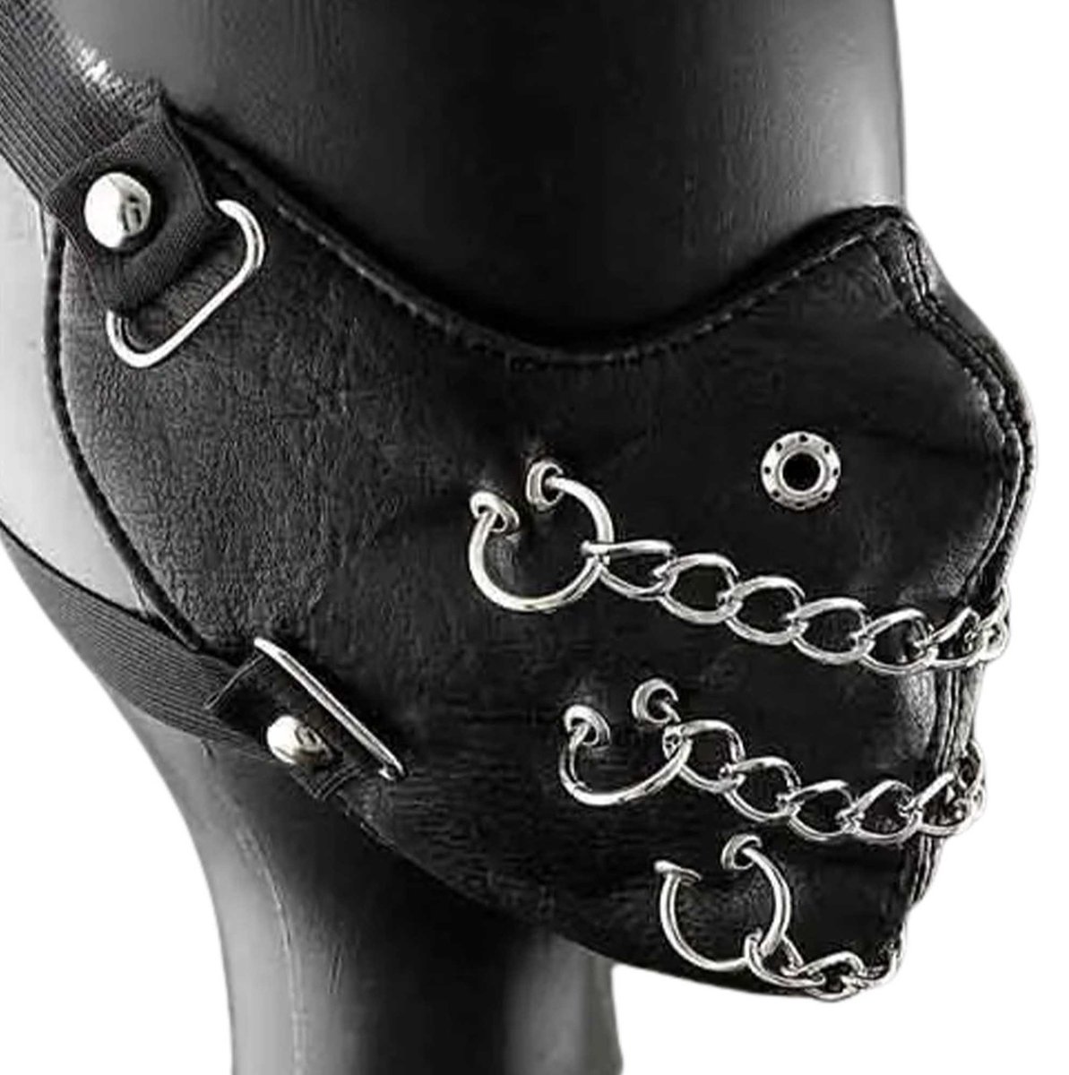 Goedkoopste Gezichtsmasker BDSM Ketting PRO Deluxe - Masquerade - Bondage - Seks masker - Leder en katoen - One size