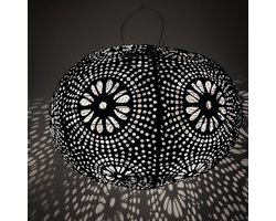 Merkloos Solar lampion met motief - ovaal - 35 b x 25 h - zwart