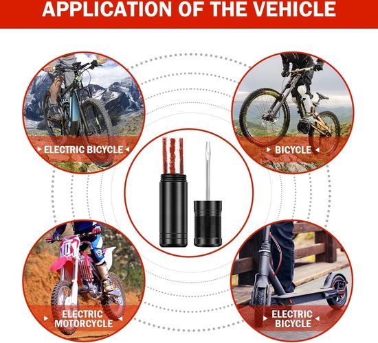 Tubeless Fietsbanden Reparatie Set voor MTB en Racefiets - Snelle Bandenpech Herstel Onderweg van Merkloos — afbeelding 3