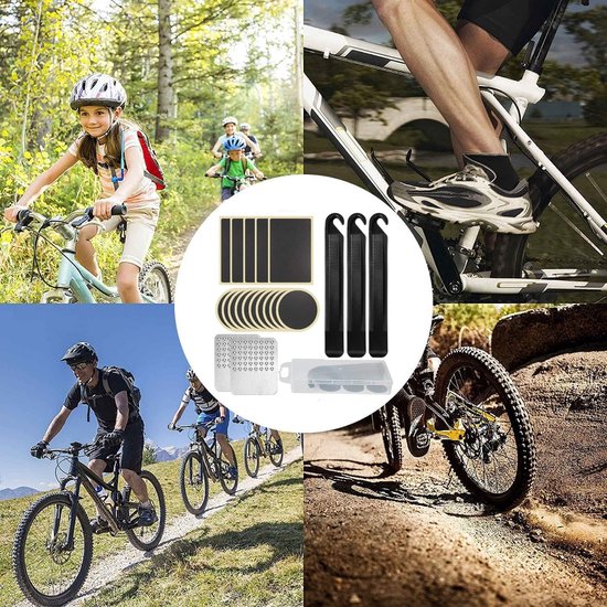 Fietsband Reparatiekit - Bandenplak Set - Fiets Onderhoud - Inclusief Bandenlichters - 18 Delig - Zwart van Merkloos — afbeelding 3